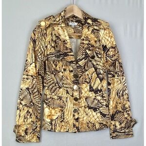 Vintage Cache Gold Dragon Jacket Women Size XS Gold Buttons & Detailing